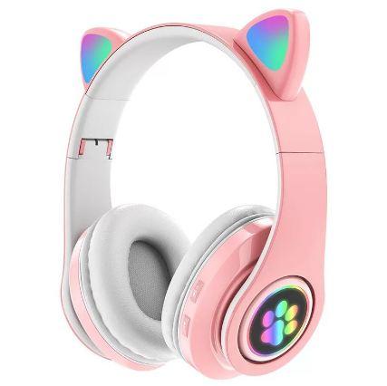 Cute Cat Ear Bluetooth Auriculares Huellita LED